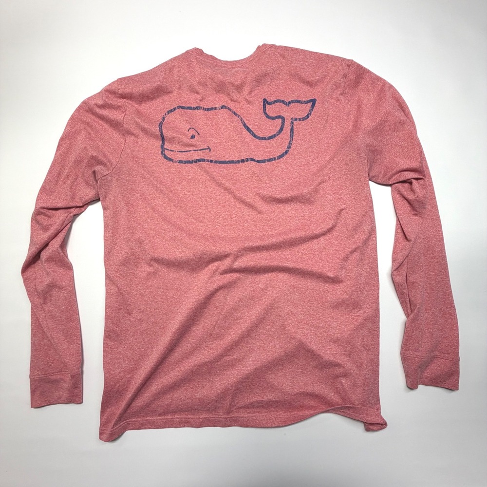Vineyard Vines Performance Long Sleeve Shirt Pink Heather Whale Logo M